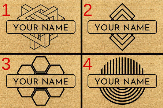 Geometric Pattern Personalised Doormat with Name
