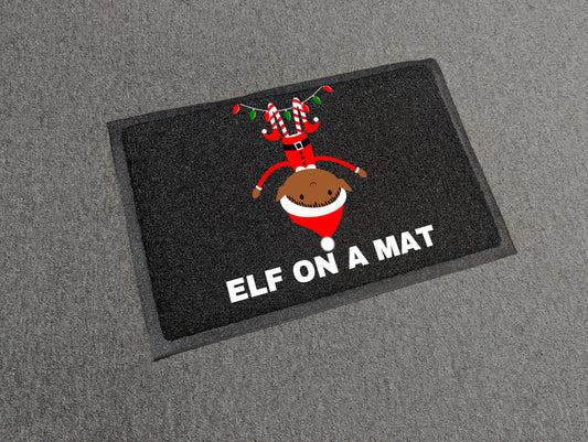 Elf on a mat christmas doormat - looped