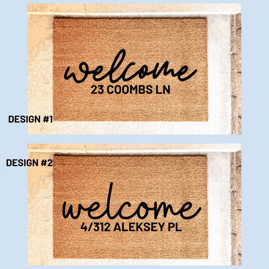 Welcome address door mat