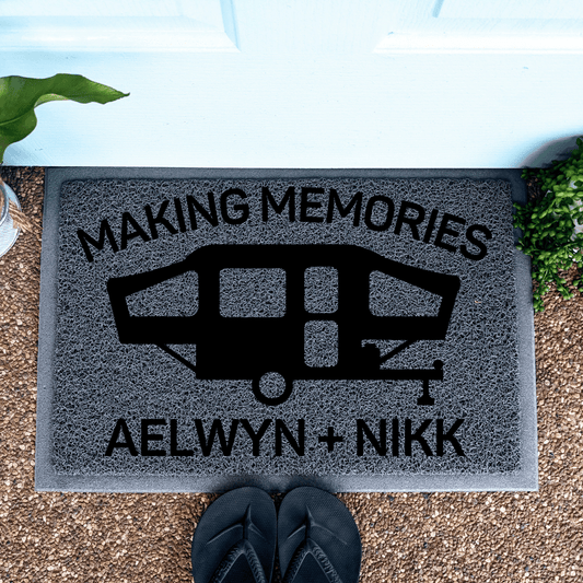 Making memories pop top camper trailer doormat - Looped - Personalised Doormat Australia