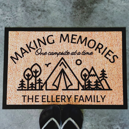 Making memories camping doormat Tent - Personalised Doormat Australia
