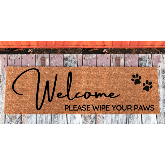 welcome please wipe your paws double door