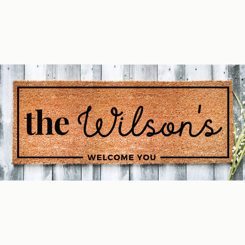 Lux script long welcome personalised doormat
