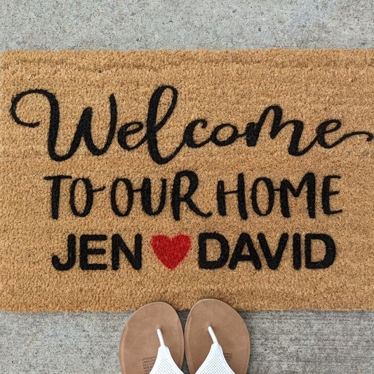 Welcome to our home personalised with names - Personalised Doormat Australia