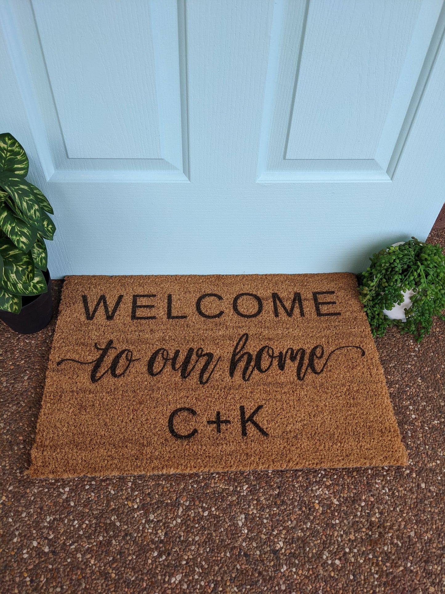 Welcome to our home with initials, Personalised Front Door Mat - Personalised Doormat Australia