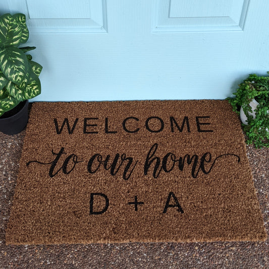 Welcome to our home with initials, Personalised Front Door Mat - Personalised Doormat Australia