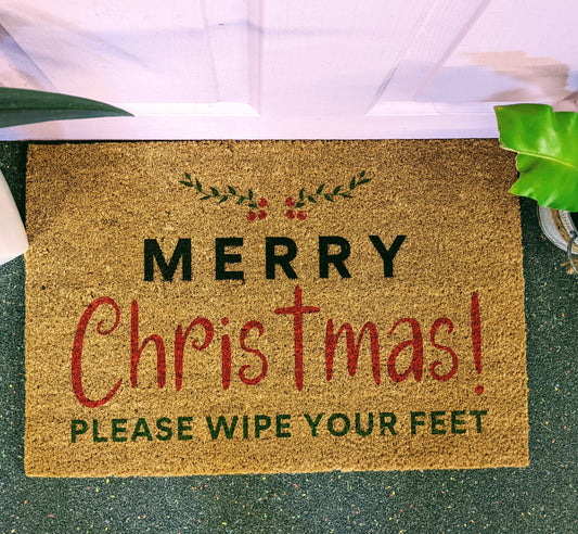 Merry Christmas Wipe your feet doormat - Personalised Doormat Australia