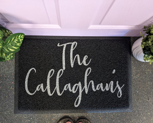 Black doormat personalised  - Looped