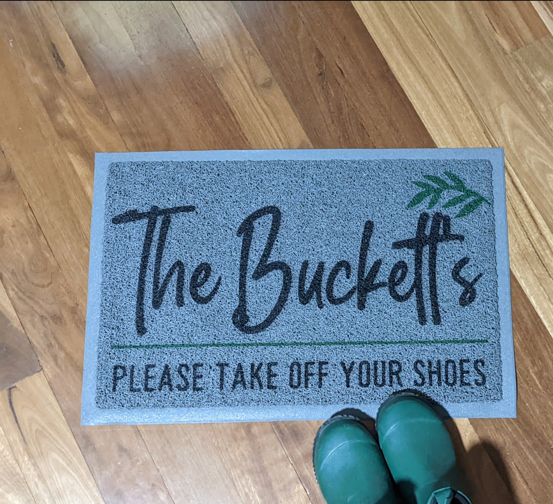 Personalised remove your shoes doormat Grey Personalised Doormats