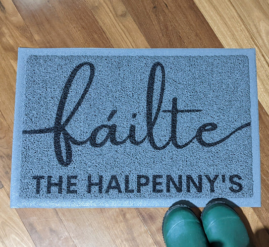 Failte welcome doormat Grey