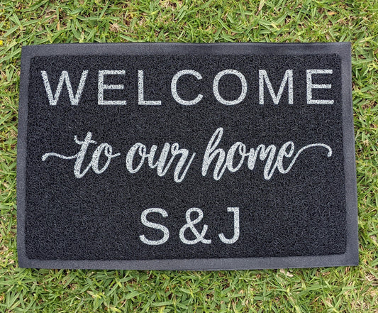 Custom black outdoor mat