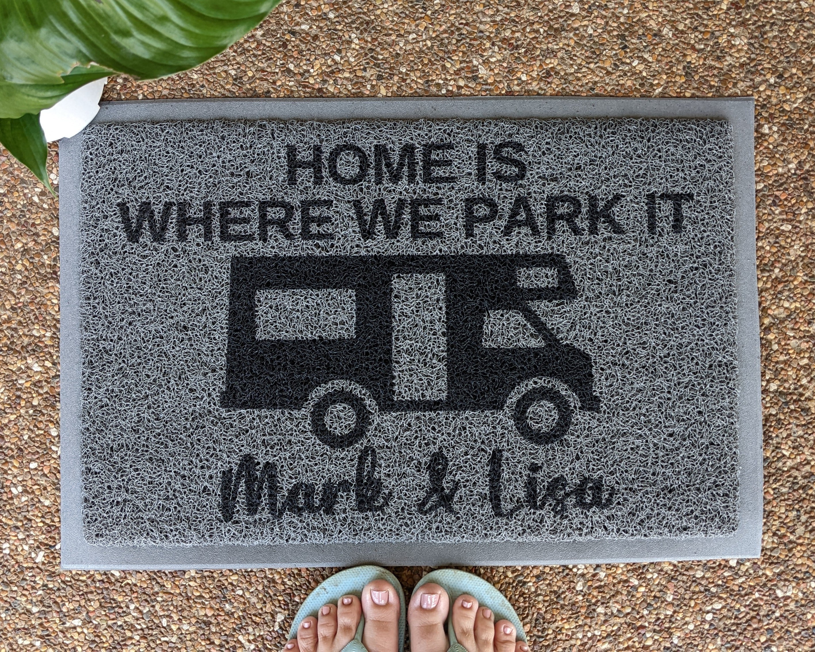 Home is Where You Park It RV Doormat Flocked Coir Door Mat 