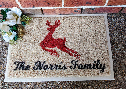 Xmas family name doormat - personalised