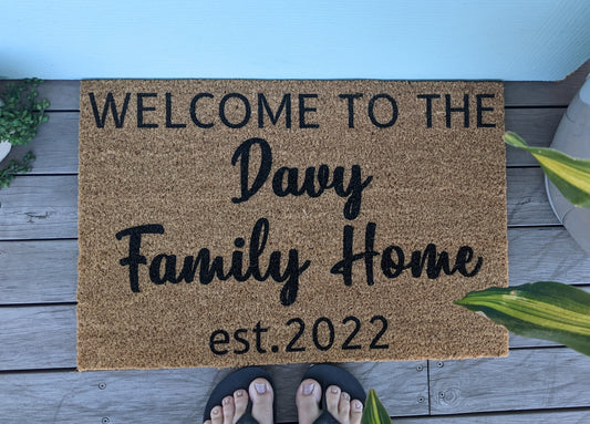 Welcome Family Home Est Year Personalised