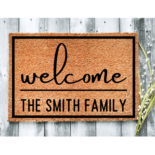 Welcome name personalised front doormat