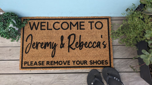 please remove your shoes personalised doormat