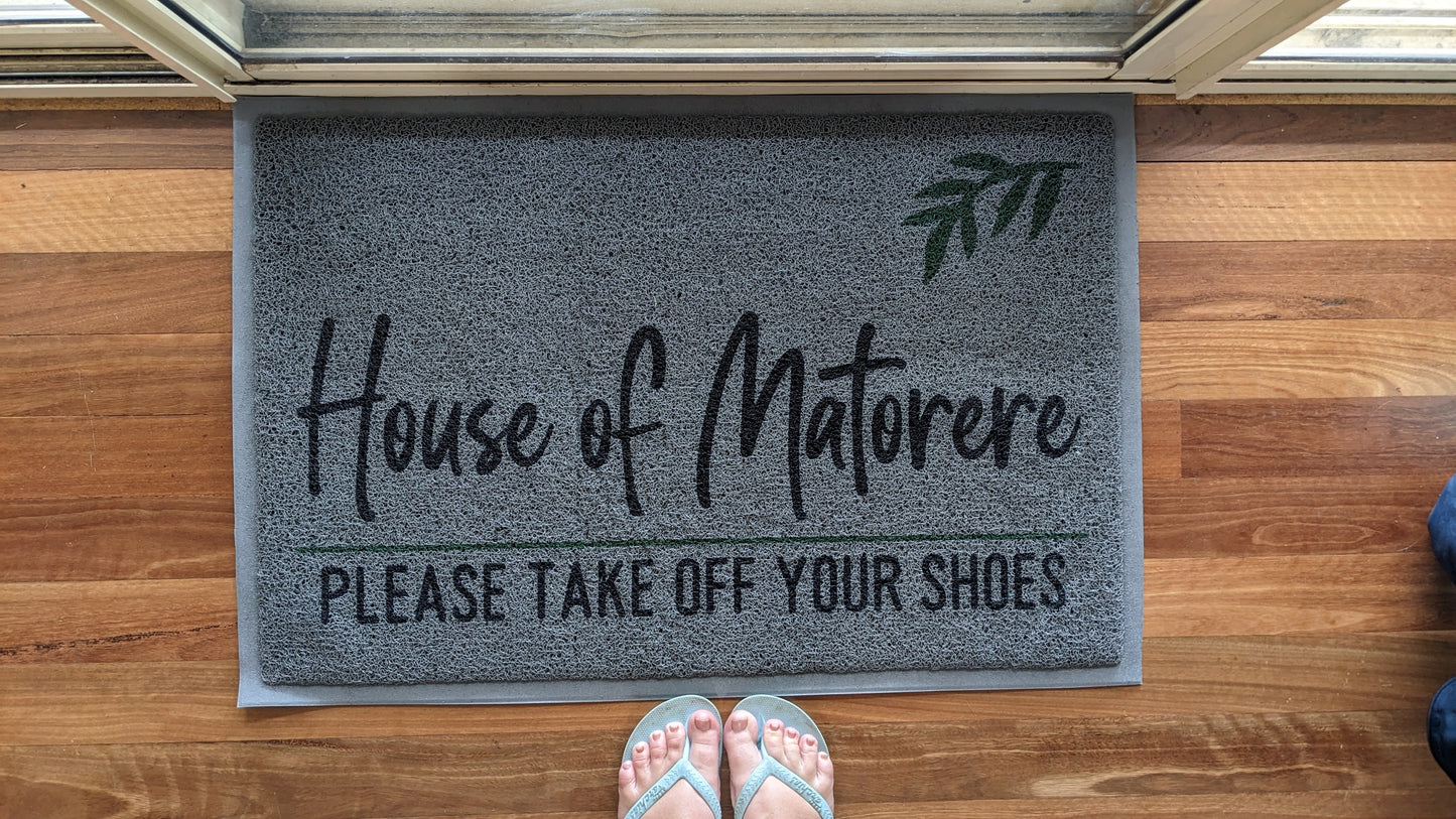 Personalised remove your shoes welcome doormat Grey