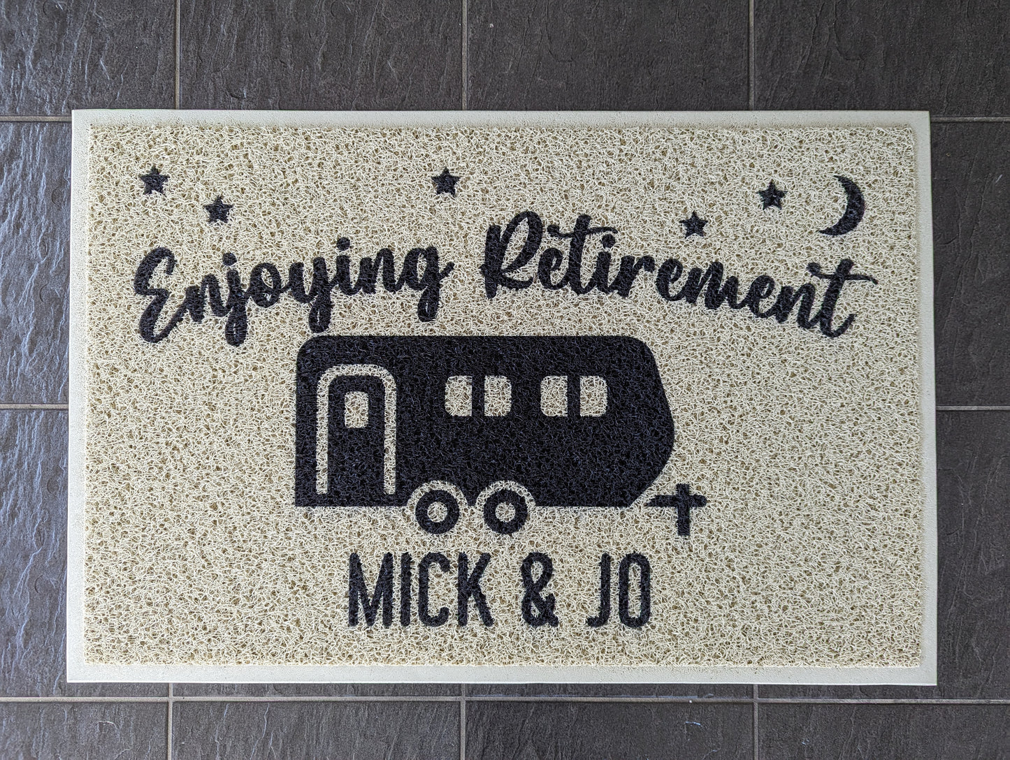 Enjoying Retirement Camping Caravan Doormat