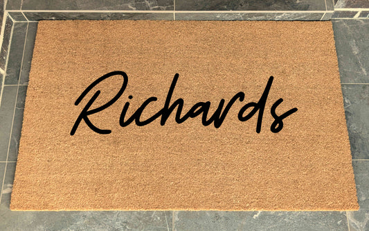 XL Coir Personalised Doormat Script Text