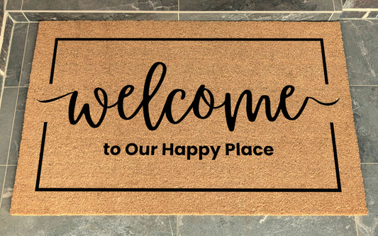 XL Coir Personalised Doormat Welcome Flare Border Your Text