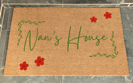 XL Coir Personalised Doormat Nan's House Floral