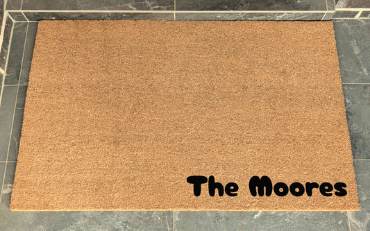 XL Coir Personalised Doormat Bubble Font Bottom Right