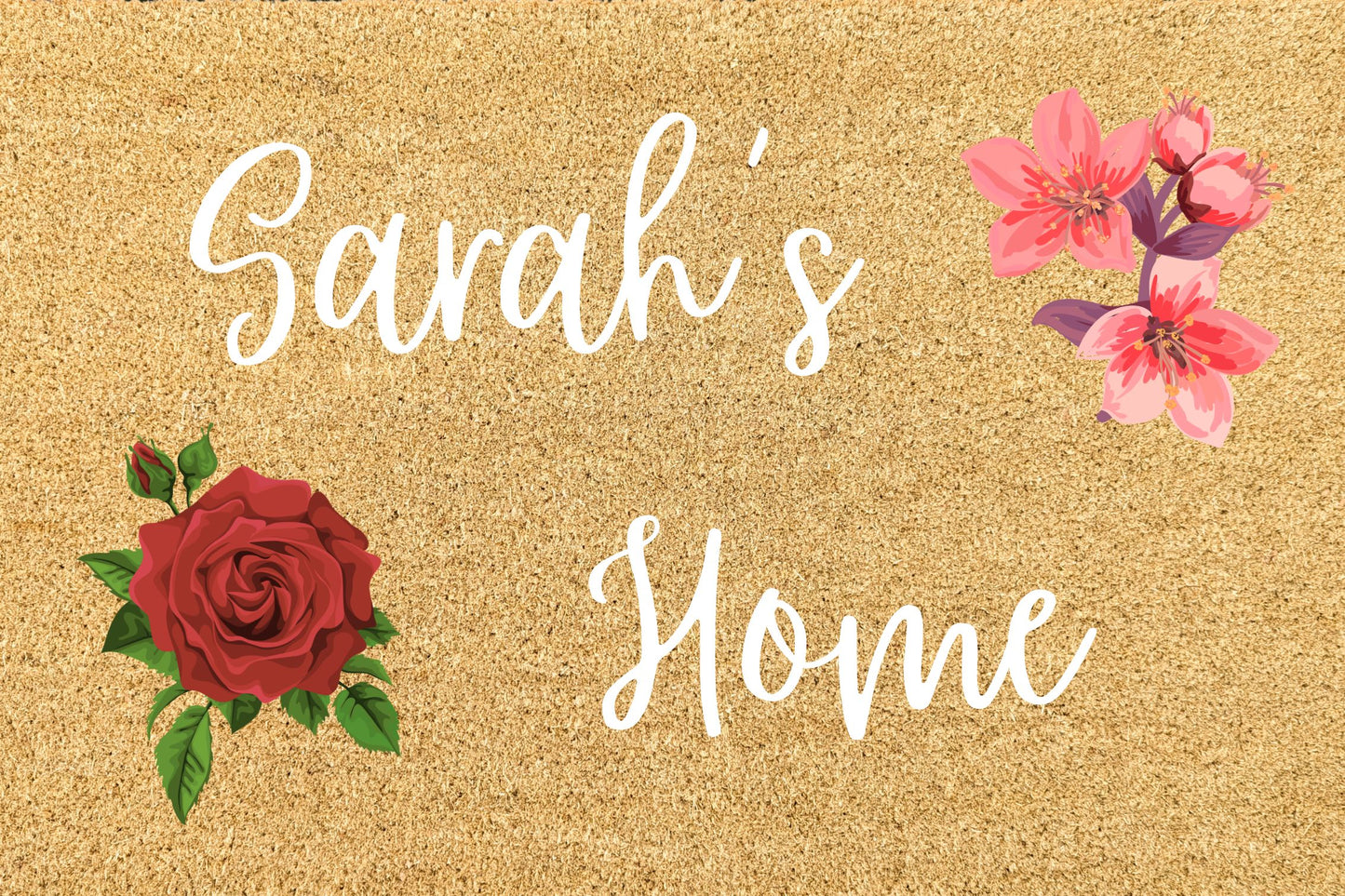 First Name Home Rose Azalea Doormat