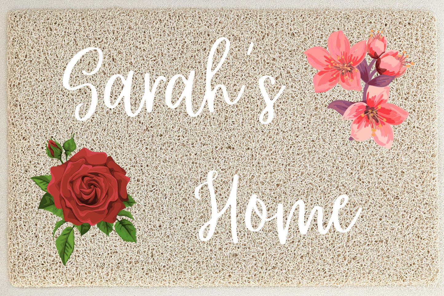 First Name Home Rose Azalea Doormat