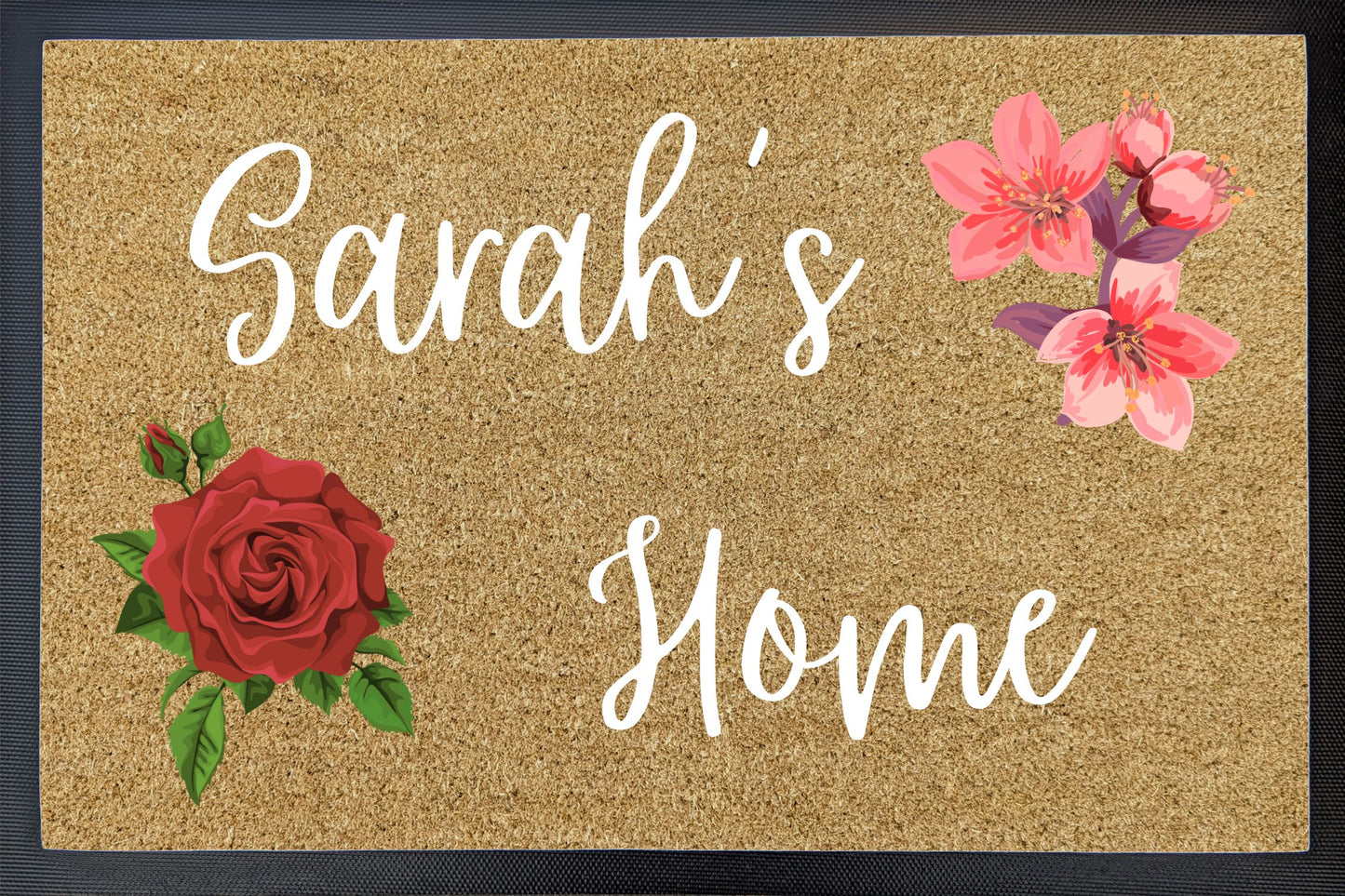 First Name Home Rose Azalea Doormat
