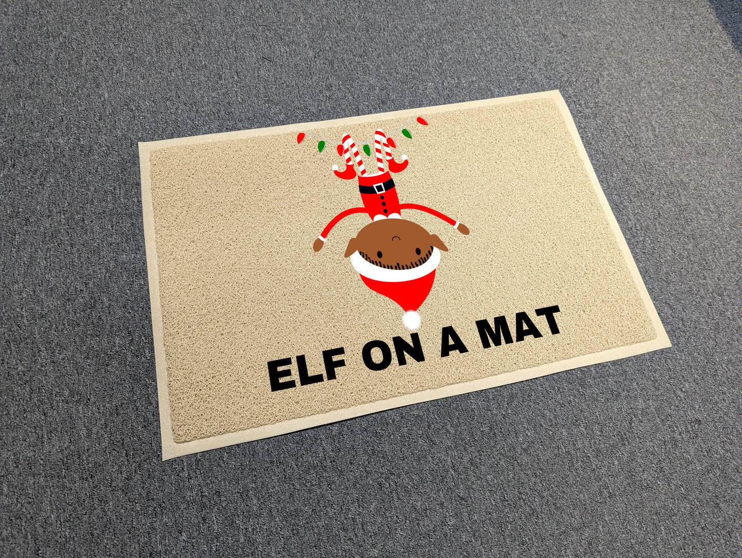 Elf on a mat christmas doormat - looped