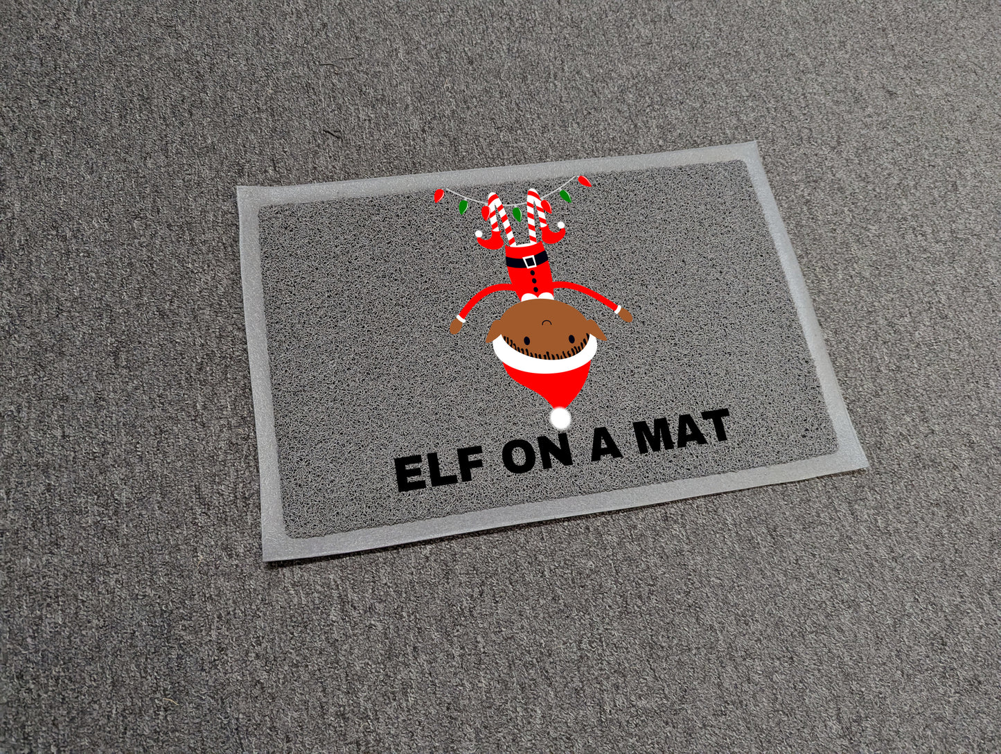 Elf on a mat christmas doormat - looped
