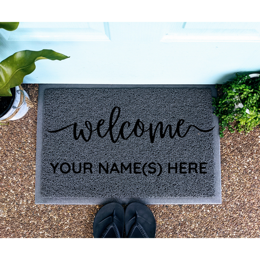 Welcome front door mat personalised