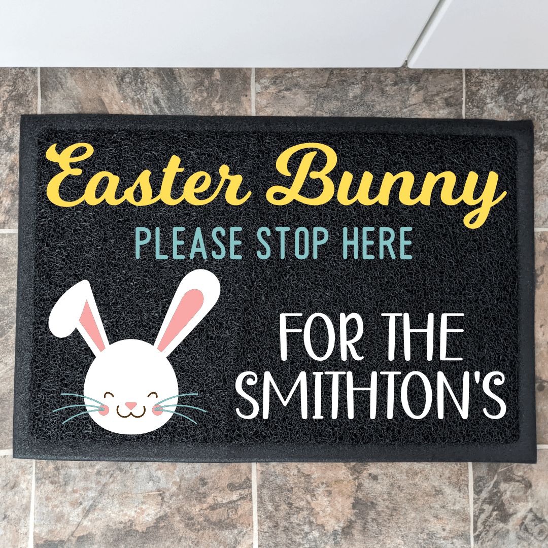 Easter Bunny Please Stop here Doormat