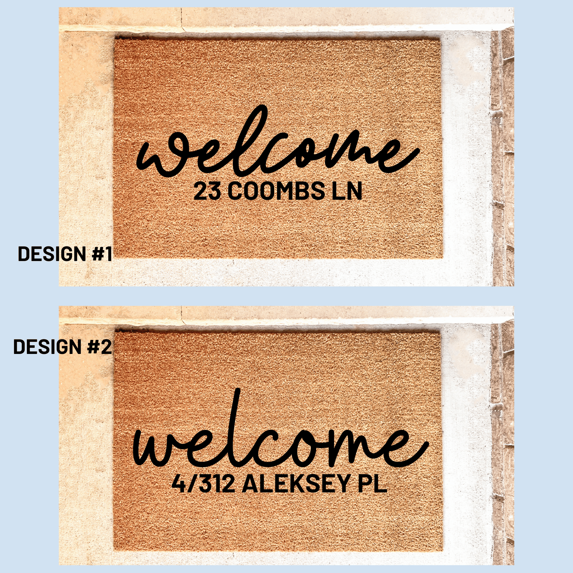 Welcome address door mat