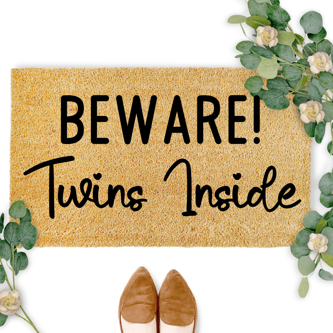 Beware Twins Inside Doormat - Personalised Doormat Australia