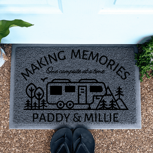 Looped Making memories camping doormat Fifth Wheeler - Personalised Doormat Australia