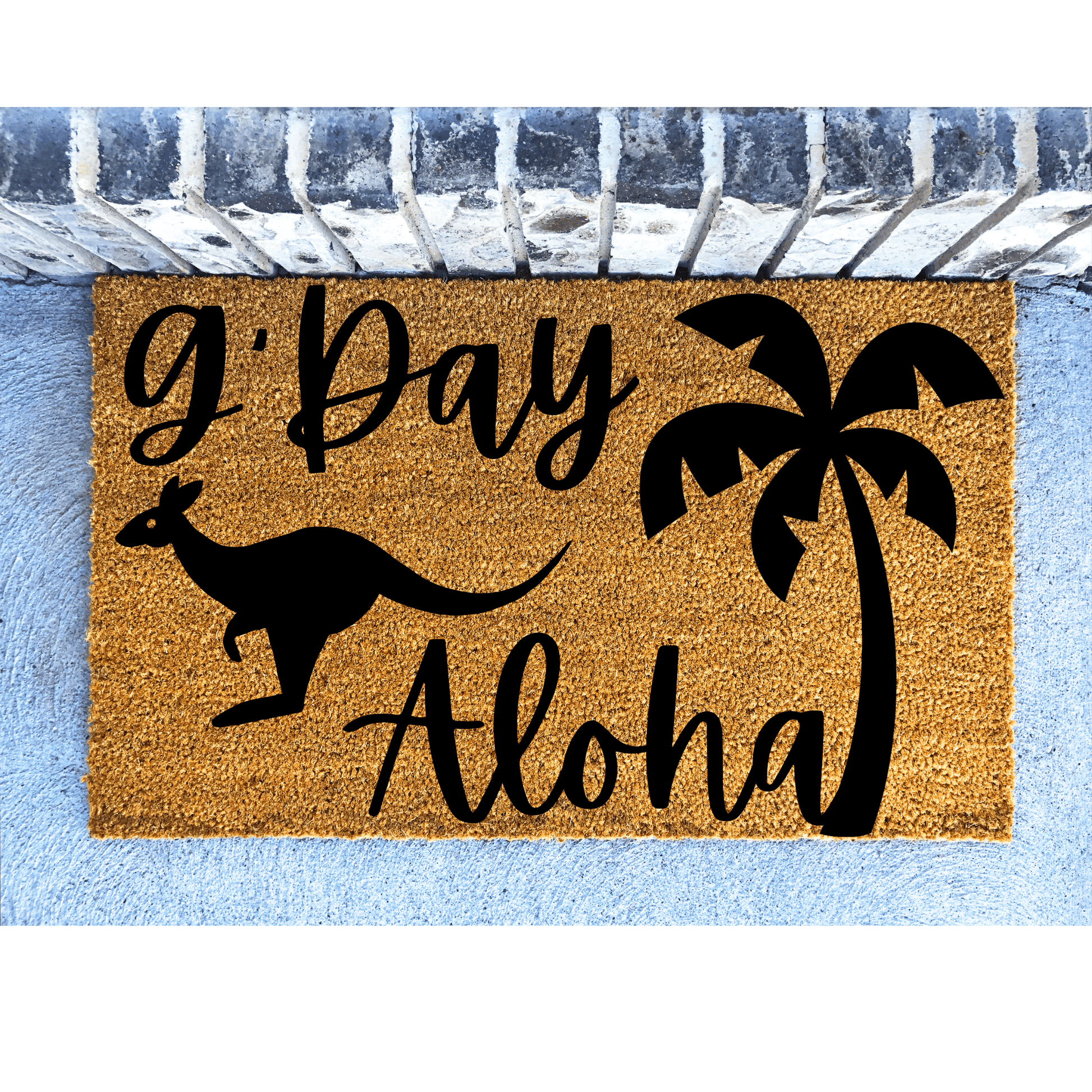 G'day Kangaroo Aloha Palm Tree doormat