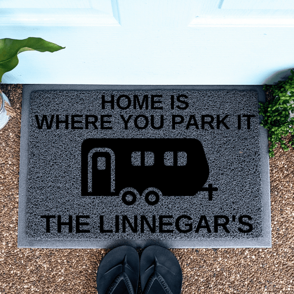 Home Is Where You Park It Personalized Custom Camping Doormat C698