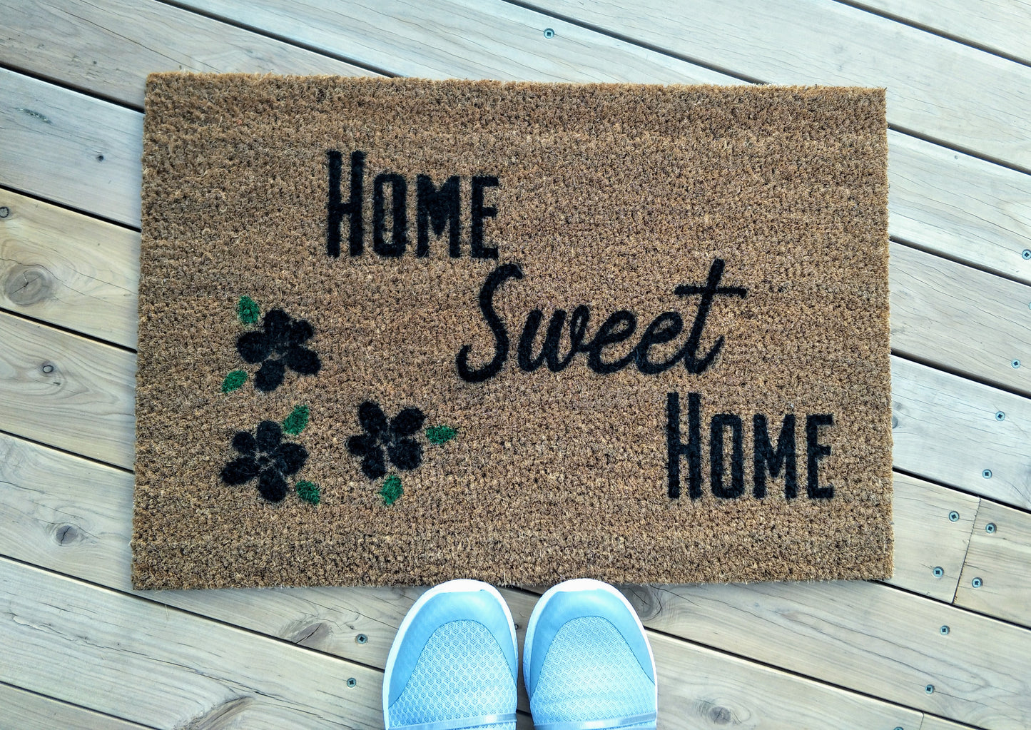 Home Sweet Home doormat with Petals - Personalised Doormat Australia