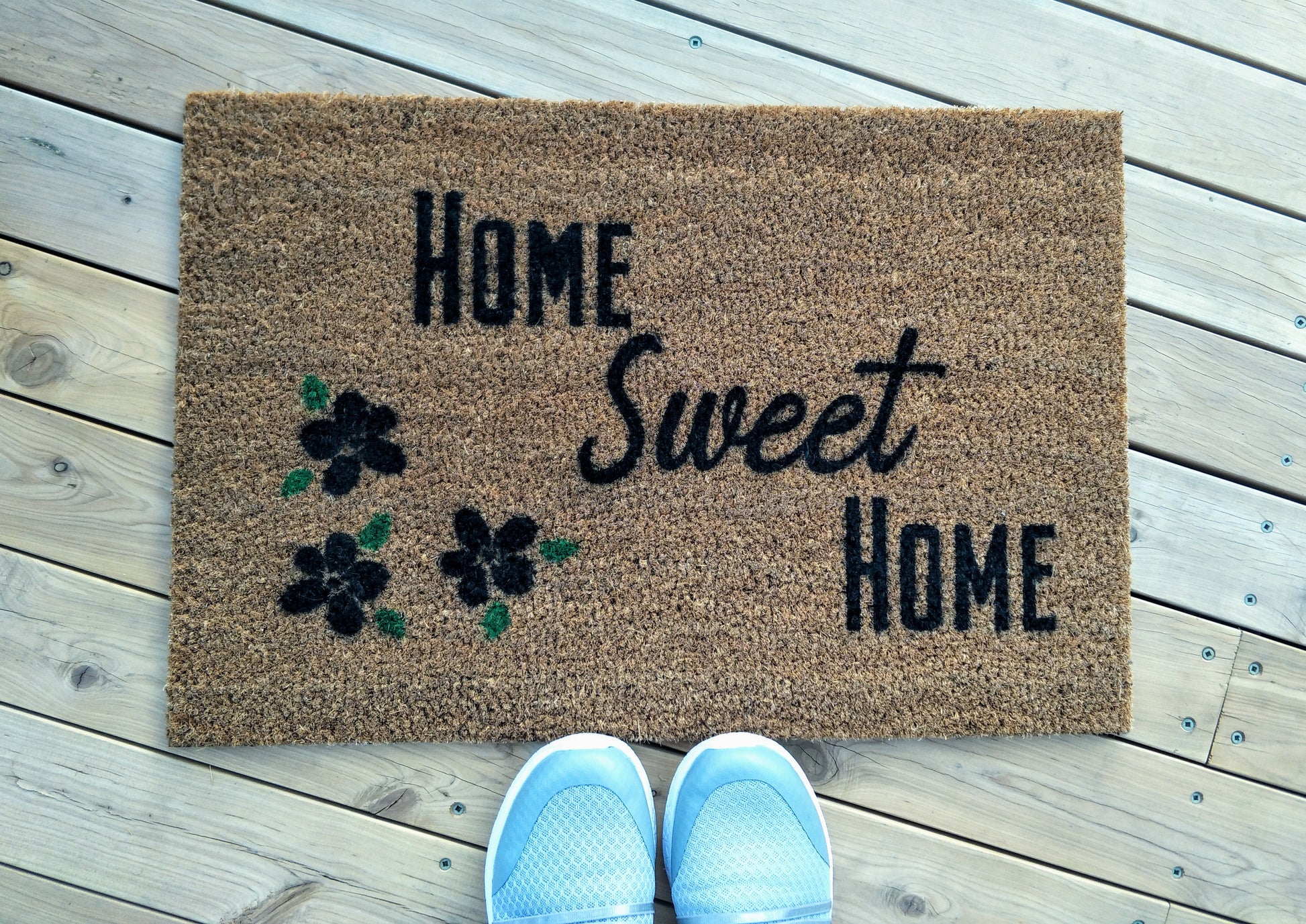 Home Sweet Home doormat with Petals - Personalised Doormat Australia