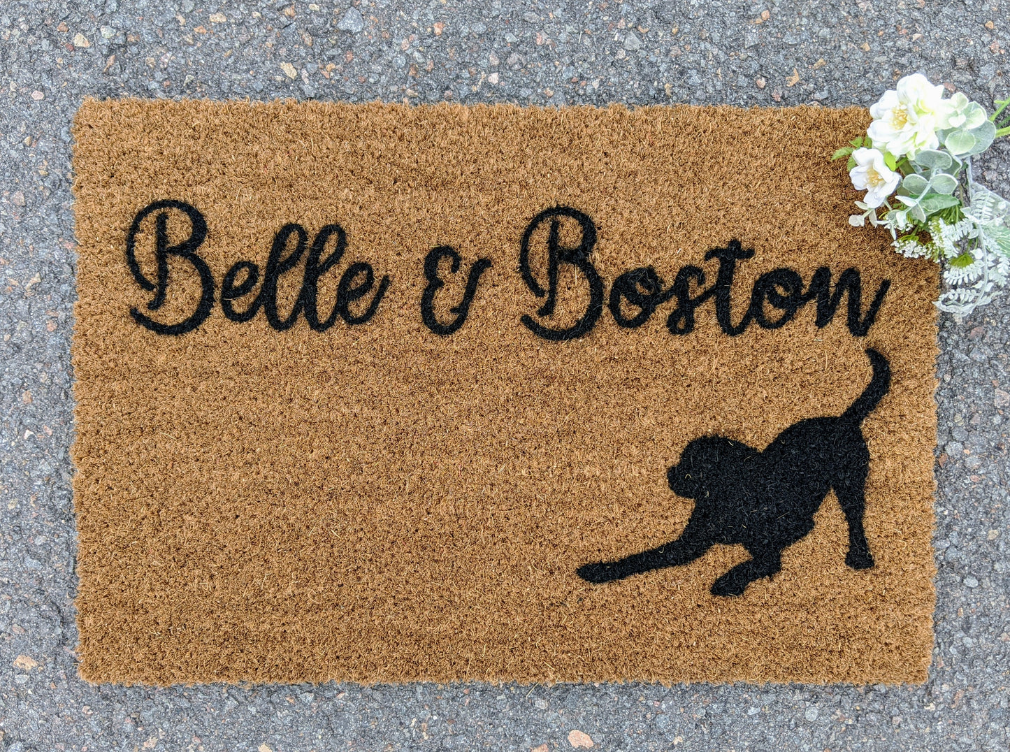 Personalised welcome mat with a dog picture - Personalised Doormat Australia
