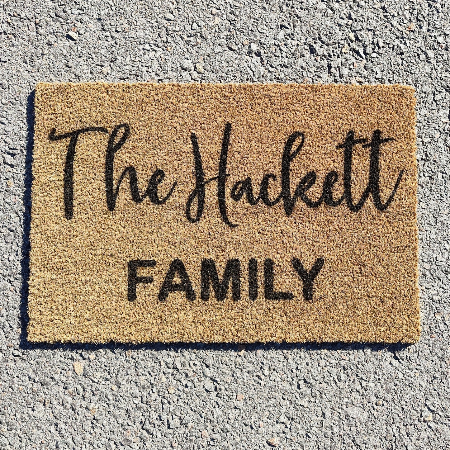 Family name front doormat in script font | Personalised Doormat - Personalised Doormat Australia