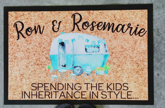 kids inheritance coloured caravan doormat - Personalised Doormat Australia