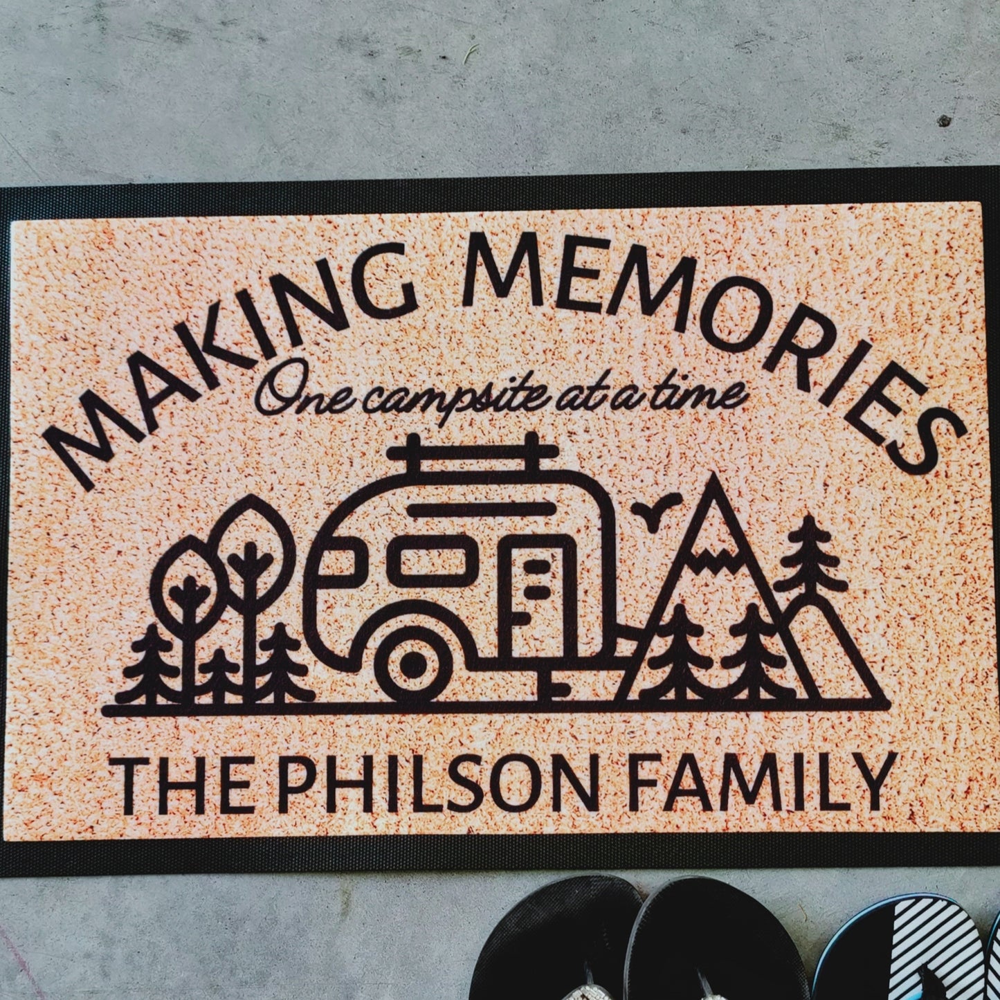 Making memories camping doormat caravan - Personalised Doormat Australia