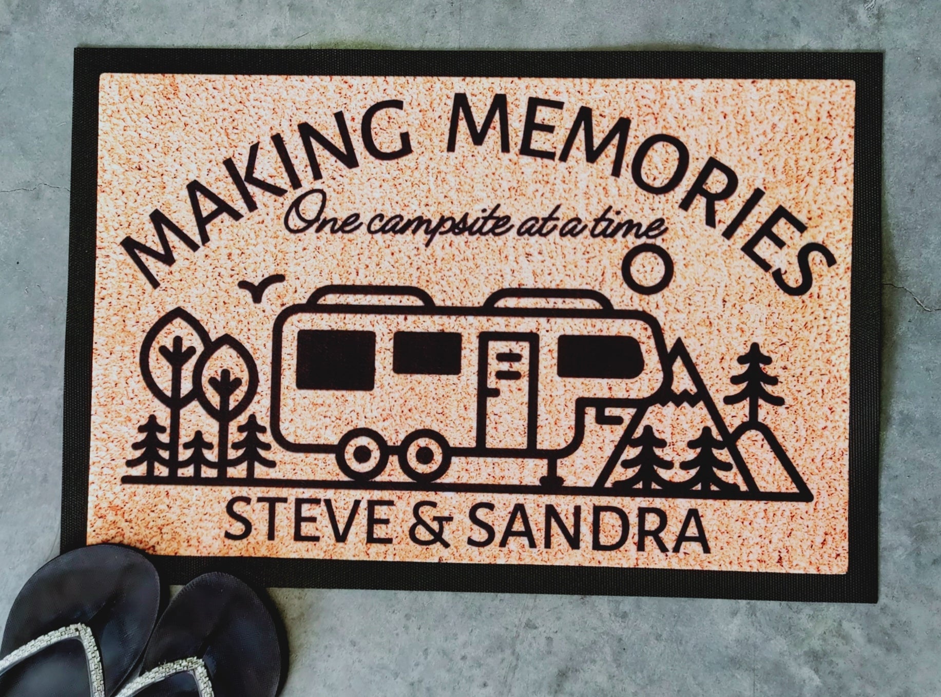 Making memories camping doormat Fifth Wheeler - Personalised Doormat Australia