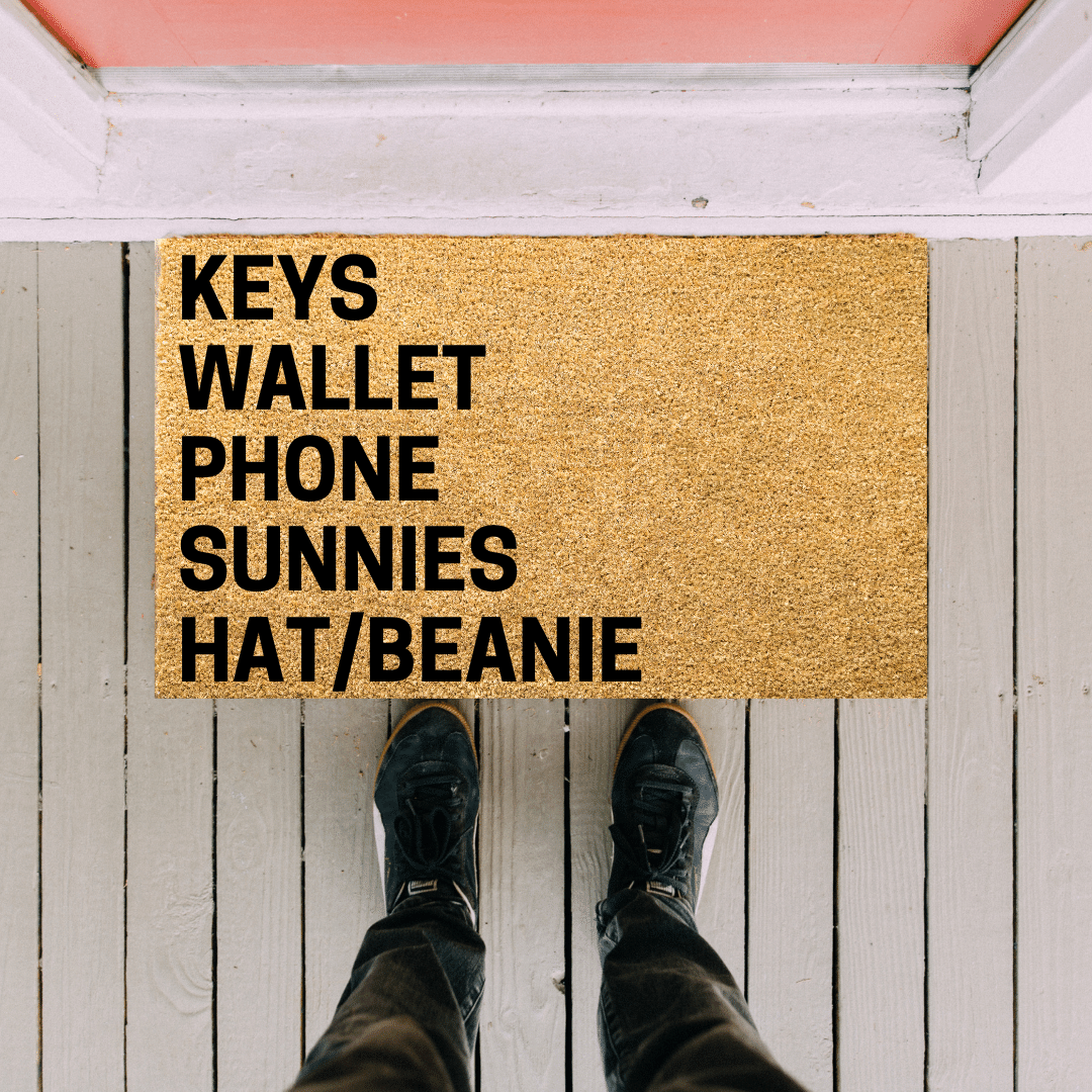 Keys Wallet  Phone Sunnies Hat/Beanie doormat - Personalised Doormat Australia