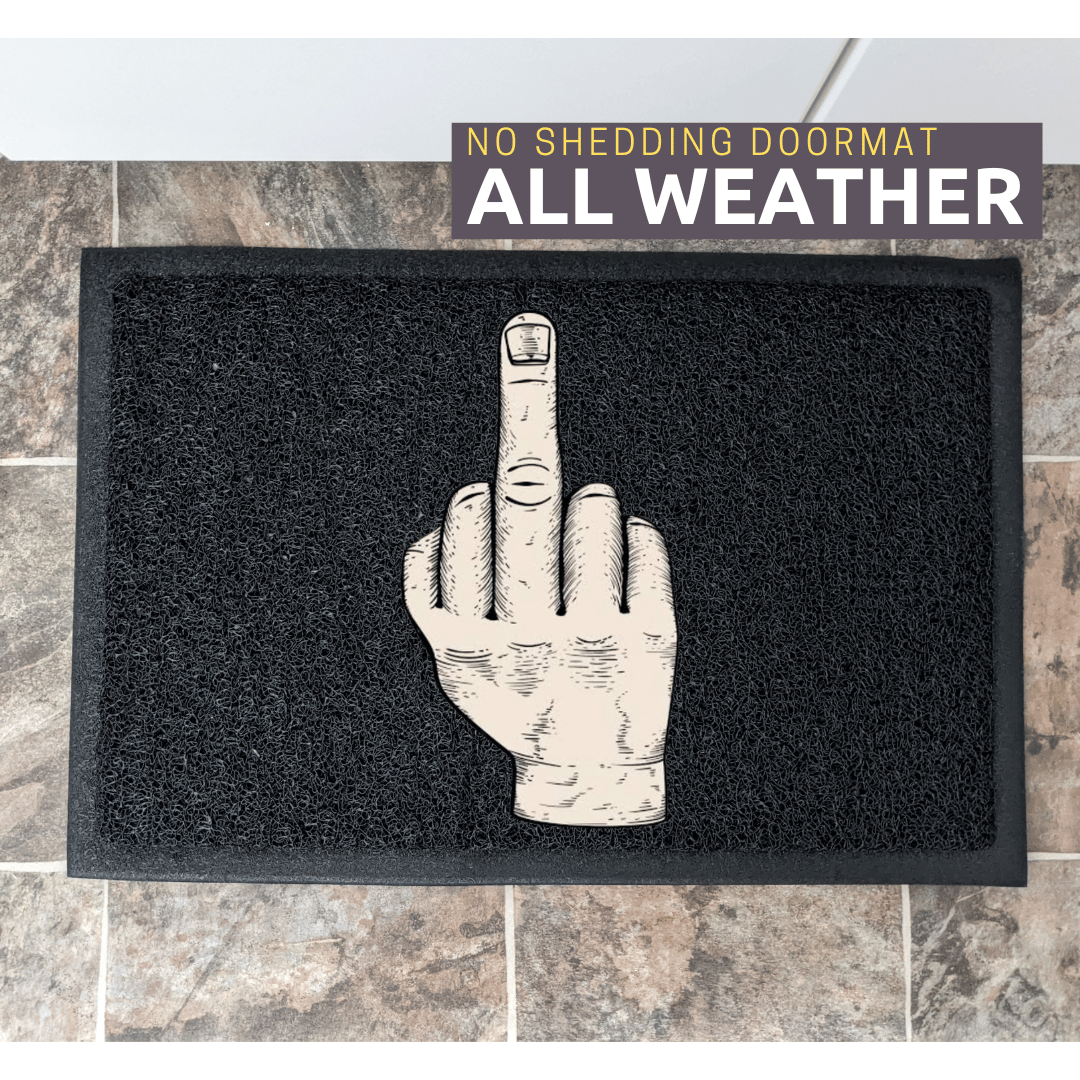 Middle finger doormat black