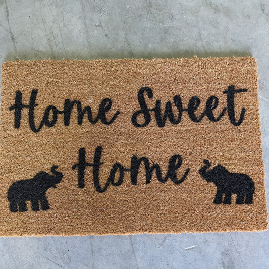 Home Sweet Home doormat with Elephants - Personalised Doormat Australia