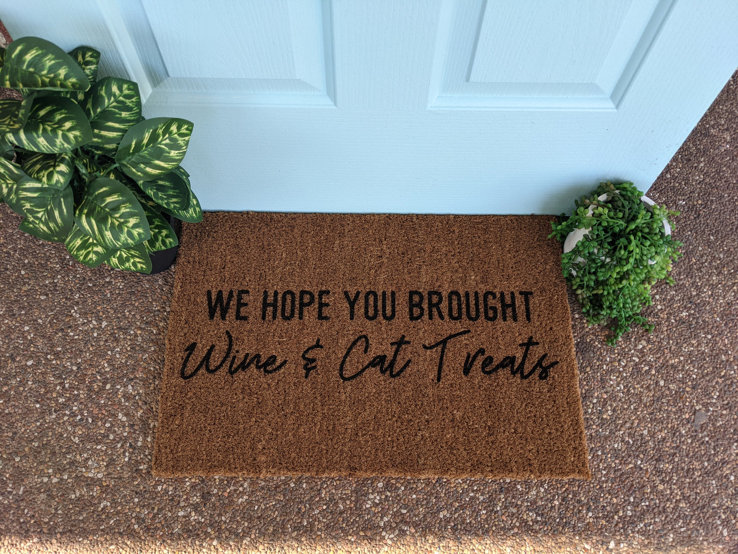 We hope you brought Wine and Cat Treats - Personalised Doormat Australia