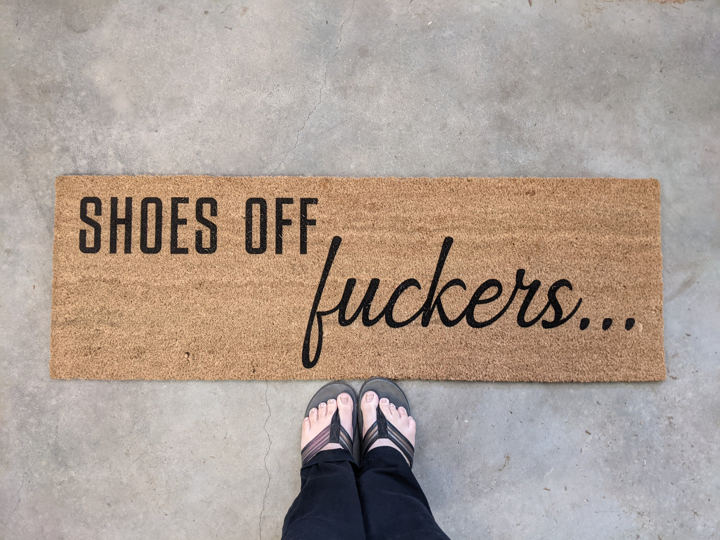 Shoes off F&^CKERS doormat